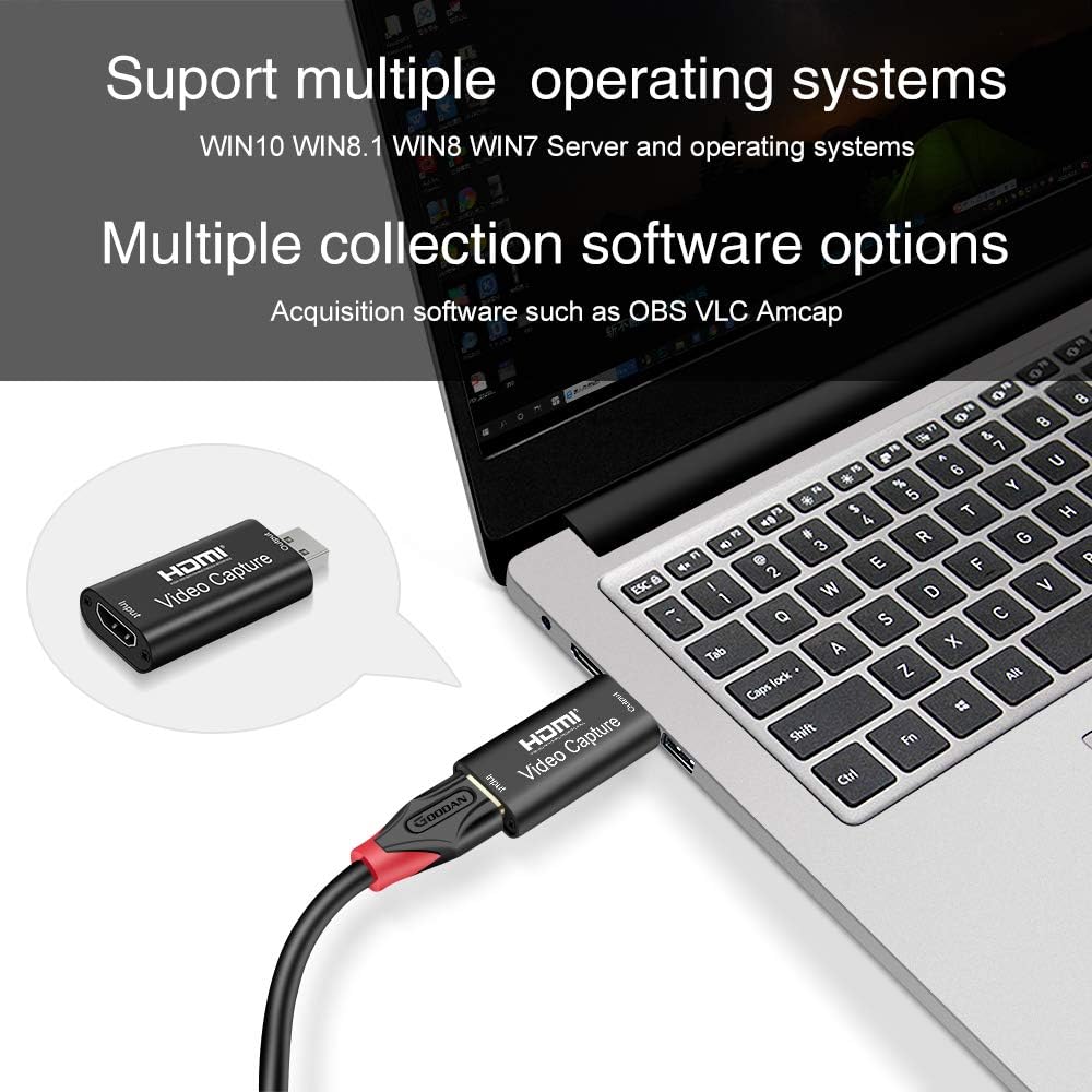 GOODAN Audio Video Capture Cards - HDMI to USB 2.0 - High Definition 1080p 30fps - Record Directly to Computer for Gaming, Streaming, Teaching, Video Conference or Live Broadcasting: Computers & Accessories