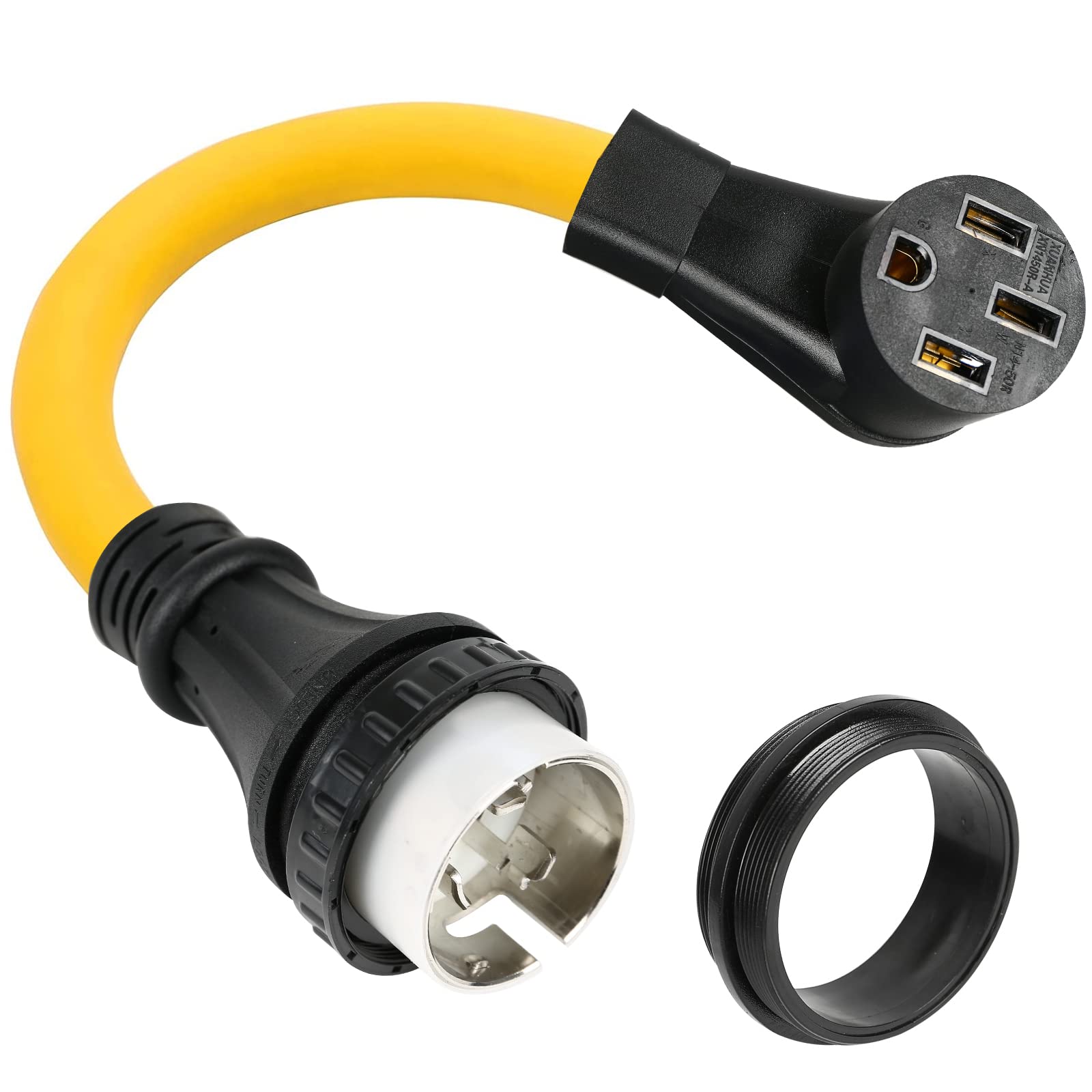 View 1 of 1.5FT NEMA SS2-50P to 14-50R Charger Power Adapter Cord, HDWS 50 Amp SS2-50P Marine Shore Twist Lock to 14-50R Female Outlet Receptacle, for RV EV Generator Welder Dryer