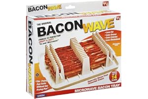 Emson Bacon Wave TRTAZ11A, Microwave Bacon Cooker, New, 9.96" x 8.03" x 0.37" (Length x Width x Height), White