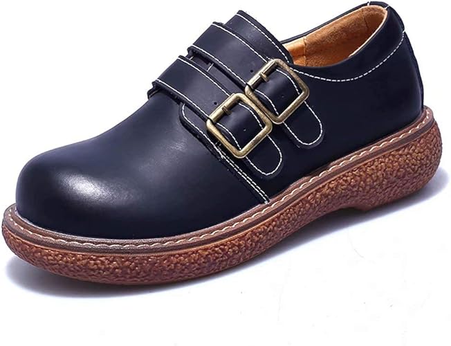 Amazon Ainiso マーチンシューズ レディース ワークブーツ ローカット かわいい 革靴 ショットブーツ エンジニアブーツ カジュアルシューズ 通学 ブラック 23 レースアップ