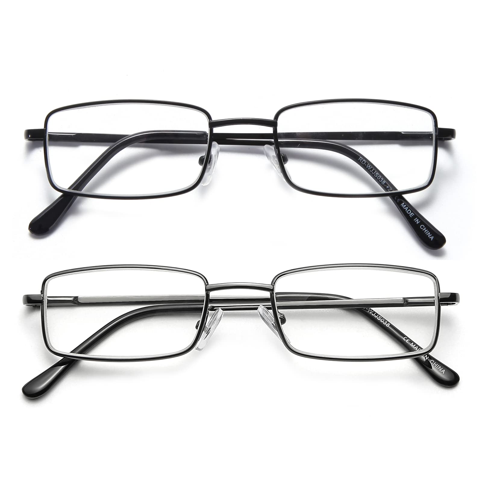 SKYWAY Blue Light Blocking Reading Glasses for Men, 2-Pack Fashion Metal Frame Computer Readers with Spring Hinges Anti Eyestrain/Glare/UV Ray Filter Eyeglasses(Black/Gun,1.5) — image 1