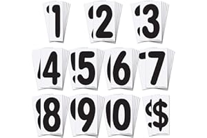 KitAbility Replacement Numbers for White Message Board Sidewalk Signs with 4 Inch Tracks, 6 of Each Number 0 to 9, Black on White Background
