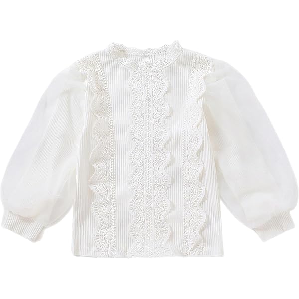 Amazon.com: Milumia Girl's Shirred Frill Trim Blouse Square
