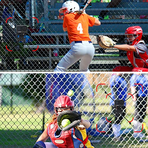 Koqeiey Net/Chain Link Fence Mount Compatible with GoPro Action Cameras and One X2,Smart Phones ,Mevo Start, and Other Action Cameras for Softball, Tennis, Baseball, Football Games Recording