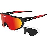 X-TIGER Polarized Sports Sunglasses with 5 Interchangeable Lenses,Mens Womens Cycling Bike Glasses,Baseball Running Fishing