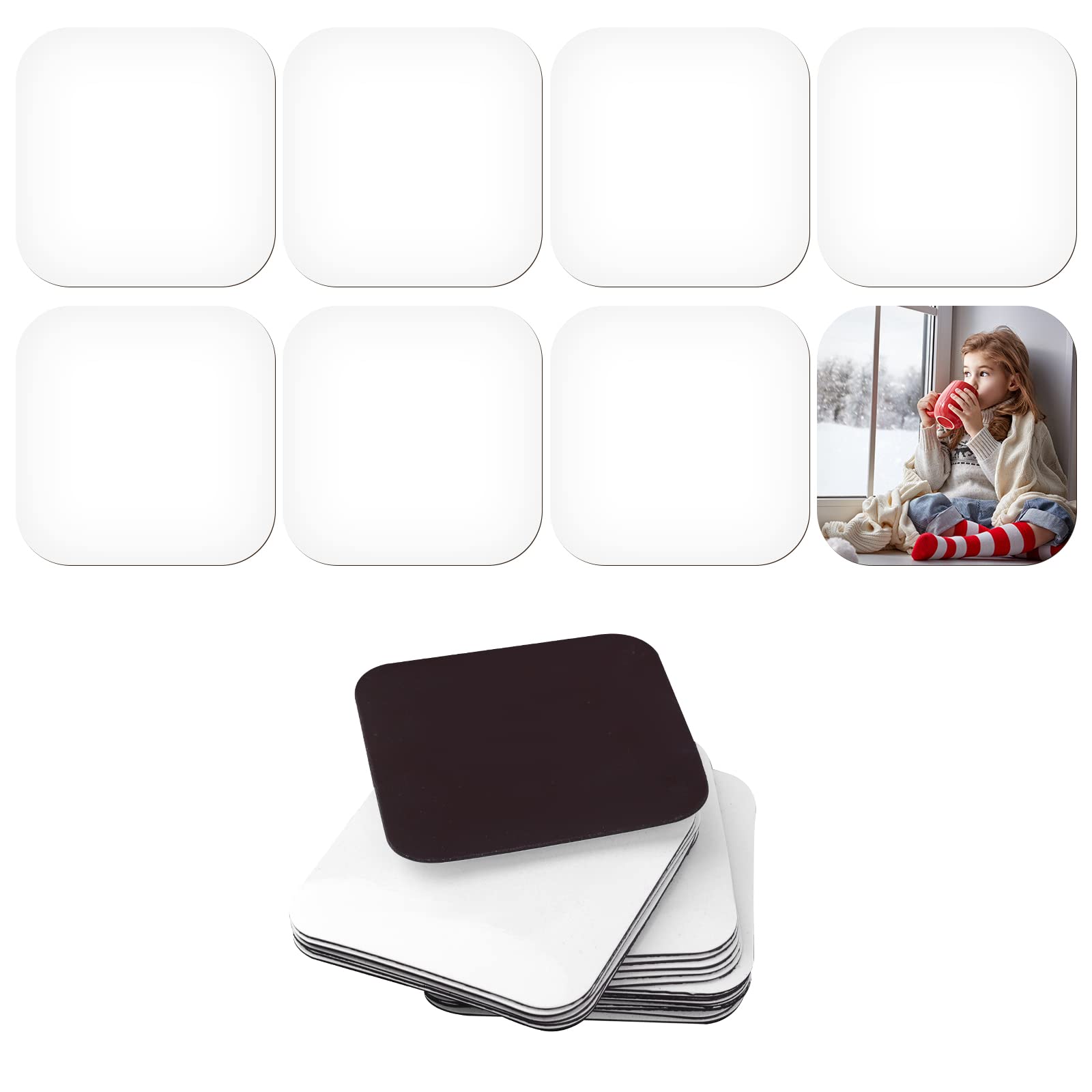 AIEX 30pcs Sublimation Magnet Blanks, 2.2 x 2.2 Inch Magnetic Sublimation Blanks Square Fridge Magnets Sublimation Refrigerator Magnets for Home and Office Decoration (5.5 x 5.5cm),White (B20121)