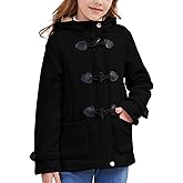 Flygo Girls Fleece Jacket Sherpa Lined Hoodie Horn Button Duffle Coat Warm Winter Coats Jackets (5-14 Years)