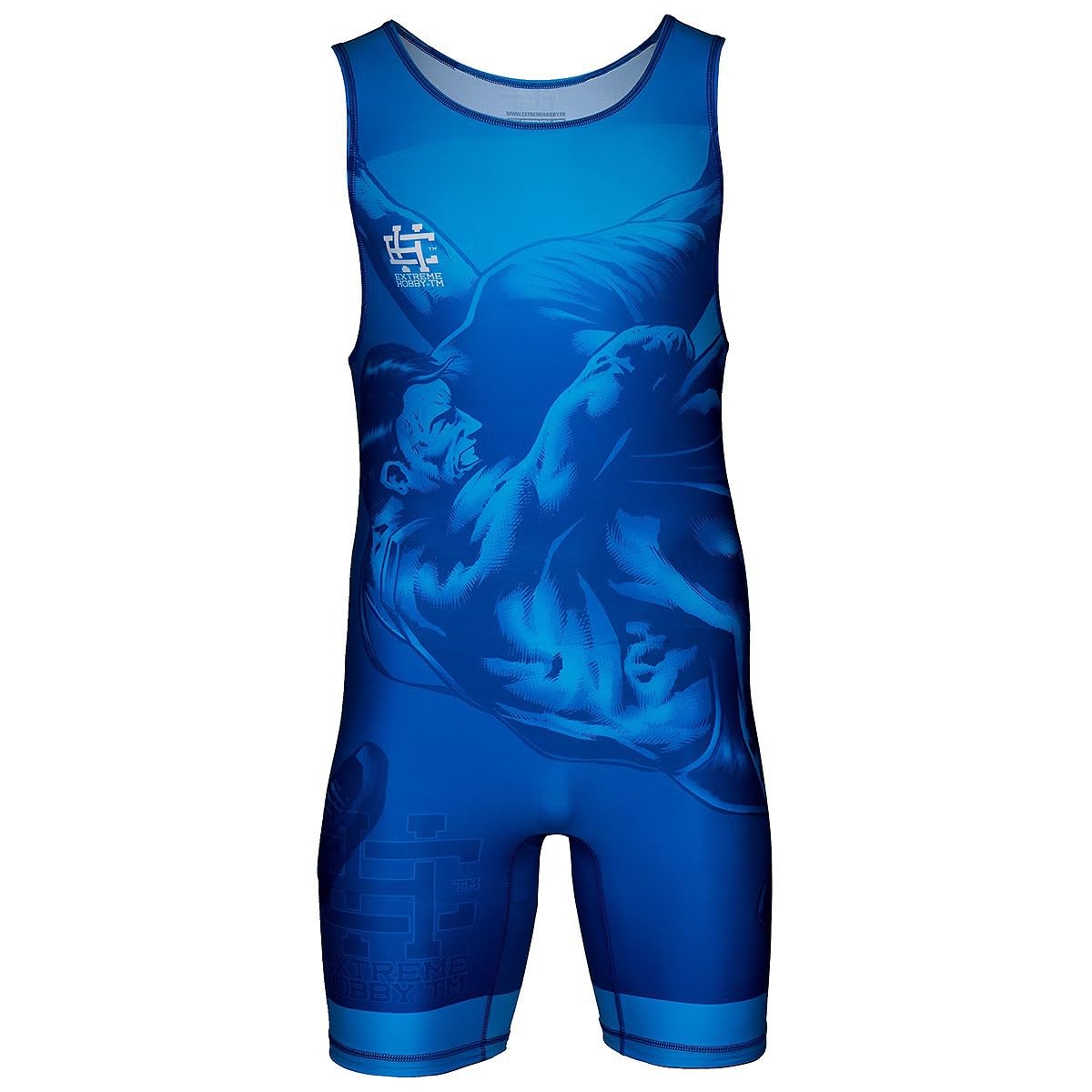 Extreme Hobby - Wrestling Singlet for Kids WRESTLING – Professional Compression Competition Suit, Color: Blue, Size: 128