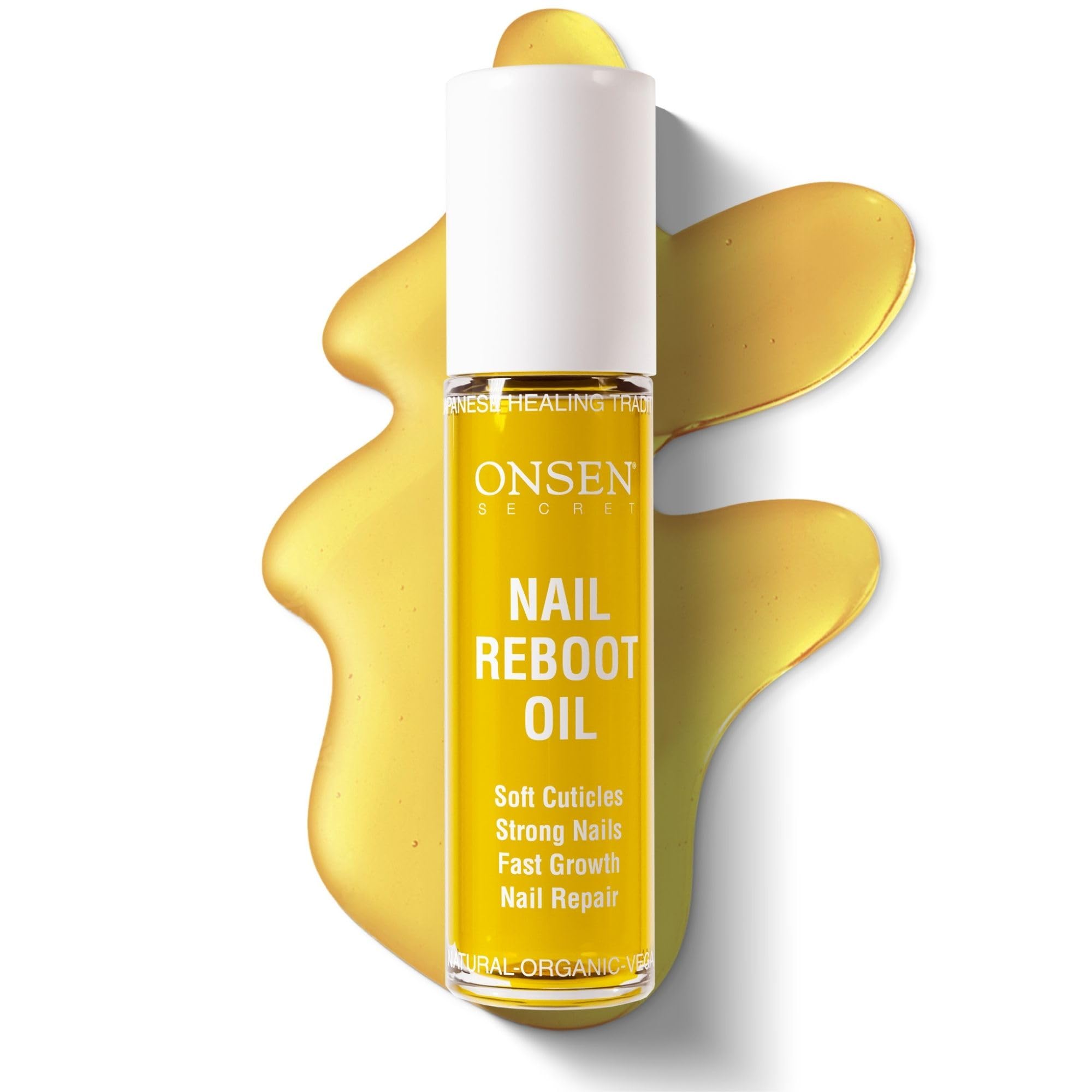 Onsen Secret Nail & Cuticle Repair Oil (10ml) - Dry Oil Formula - Japanese Tsubaki, Tea Tree & Jojoba - Strengthens Nails, Repairs Cuticles, Hydrates Skin & Hair - Natural & Vegan