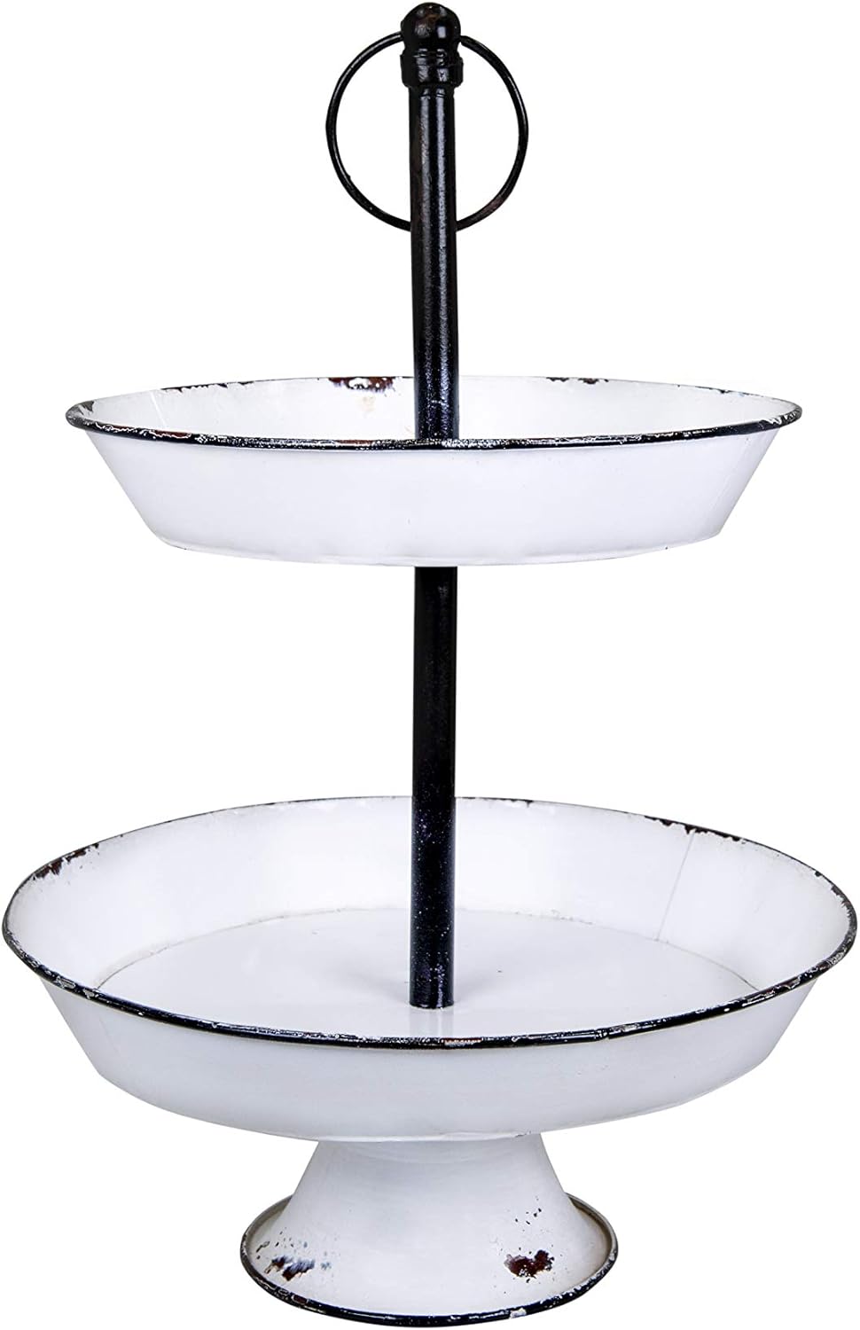 Creative Co-op DA8538-1 2 Tier White Decorative Metal Tray
