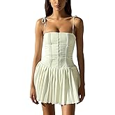 BNGD Women's French White Sexy Slim Dress Backless Strappy Halter Dress