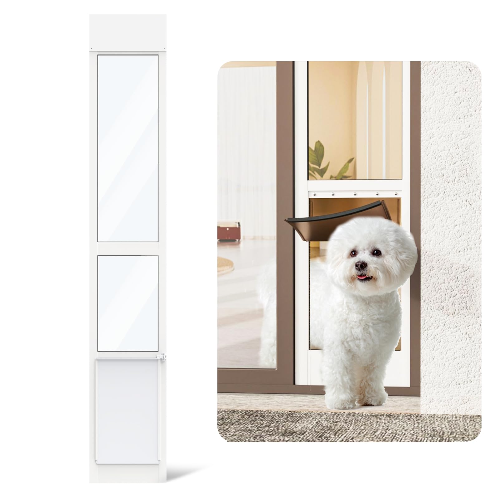 Photo 1 of ***RECOMENDED FOR PARTS/ MISSING ASSEMBLY PIECE**** YGNNJY Doggy Door for Sliding Glass Door, Adjustable Height 75 4/5" to 80 3/10" Sliding Door Dog Door Insert, Suitable for Small Doggies Up to 25 lbs, M
