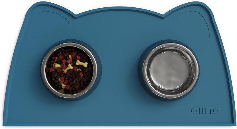 OHMO Silicone Cat Dog Food Mat Teal 46x25 cm Non-Slip Waterproof