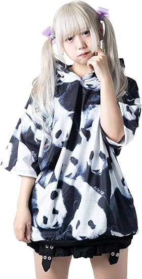 Amazon エーシーディーシーラグ 半袖 パンダ Bigパーカー Acdc Rag 原宿系 ファッション レディース 病みかわいい ブラック トレーナー パーカー 通販