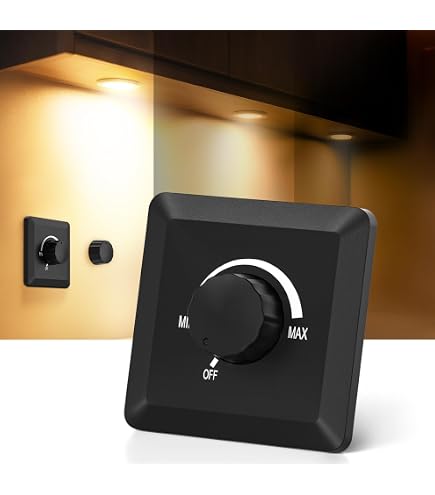 DC 12V Double LED Dimmer Switch with USB Fast Charging and Memory Function, 2 Gang Rotary Control for Independent Brightness Adjustment in Caravans