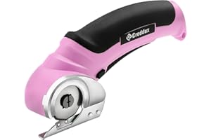 Creddux Cordless Electric Scissors, 4.2V Cardboard Cutter Tool for Cardboard Carpet Leather Packages Plastic with Rechargeable Battery Pink