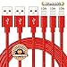 Suanna iPhone Cable 3Pack 10FT Nylon Braided Certified Lightning to USB iPhone Charger Cord for iPhone 8 7 Plus 6S 6 SE 5S 5C 5, iPad 2 3 4 Mini Air Pro, iPod Nano 7 - Red