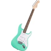 Fender Squier Stratocaster Beginner Electric Guitar, Sea Foam Green | Starter electric guitar for kids and adults, free lessons, 2-year warranty, iconic Strat shape, satin urethane finish