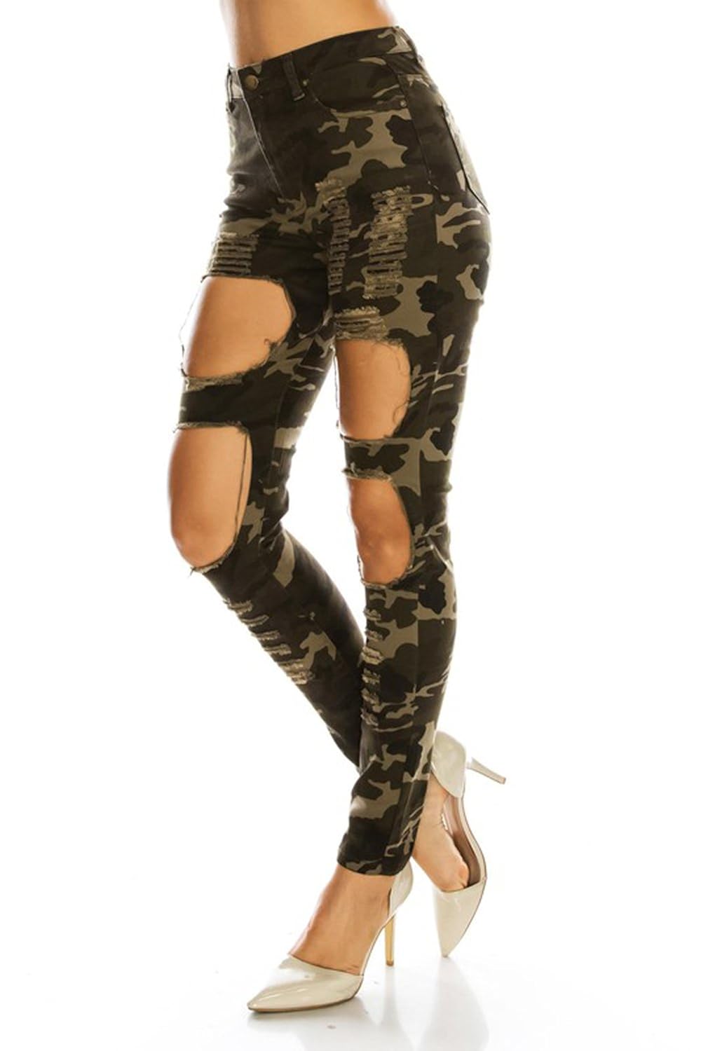 Womens Camo) (1, RJH883 Jeans Twill Holes Distressed