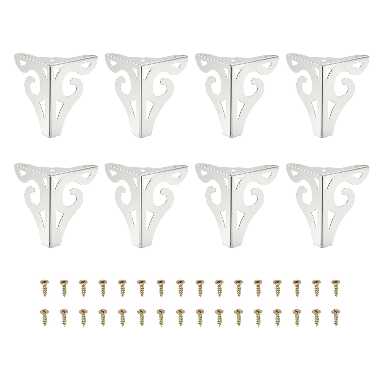 PATIKIL 4.7 Inch Hollow Out Furniture Legs,Set of 8 Modern Metal Triangle Couch Feet Replacement Sofa Legs for Cabinet Dresser Cupboard Table Chair Ottoman Bookcase Wardrobe,Silver