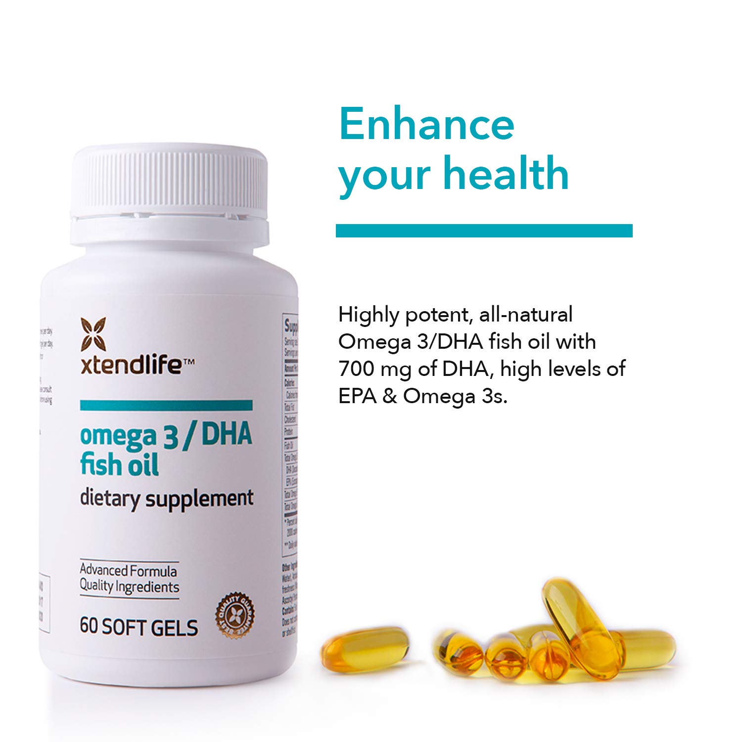 XtendLife Omega 3/DHA Fish Oil, Exclusive Formula, 100 Pure Natural