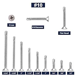 #10 x 5/8" Sheet Metal Screws 100Pcs 410 Stainless