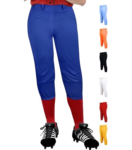Champro Pantalon de Softball Traditionnel Taille Basse en Polyester pour Femme Blanc