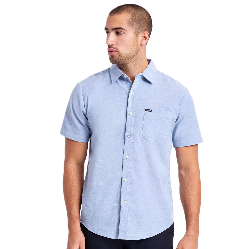 Photo 1 of Brixton Men's Charter Oxford S/S WVN, Light Blue Chambray, M