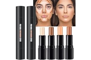 KARNAR 4 Colors Cream Contour Sticks Makeup Kit, Primer Face Highlighter Contouring for Beginners, Highlight and Contour Kit, Cream Concealer Makeup Blur Stick, Primer Face Corrector 1#,3#