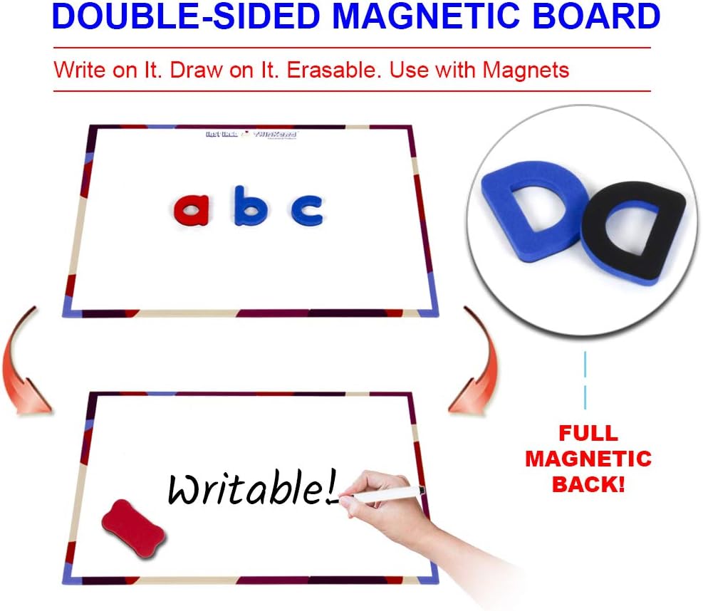 Inspired Thinkers 240 Pcs Magnetic Letters Set - Classroom Educational Alphabet Magnets Kit, Movable Foam Lowercase and Uppercase ABC with Writing Board and Eraser, for Kids Ages 4 5 6 7 8 9 10 11 12: Furniture & Decor