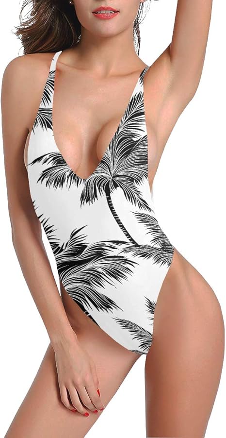 Amazon.com: JGYJF trajes de baño para niñas negro blanco tropical