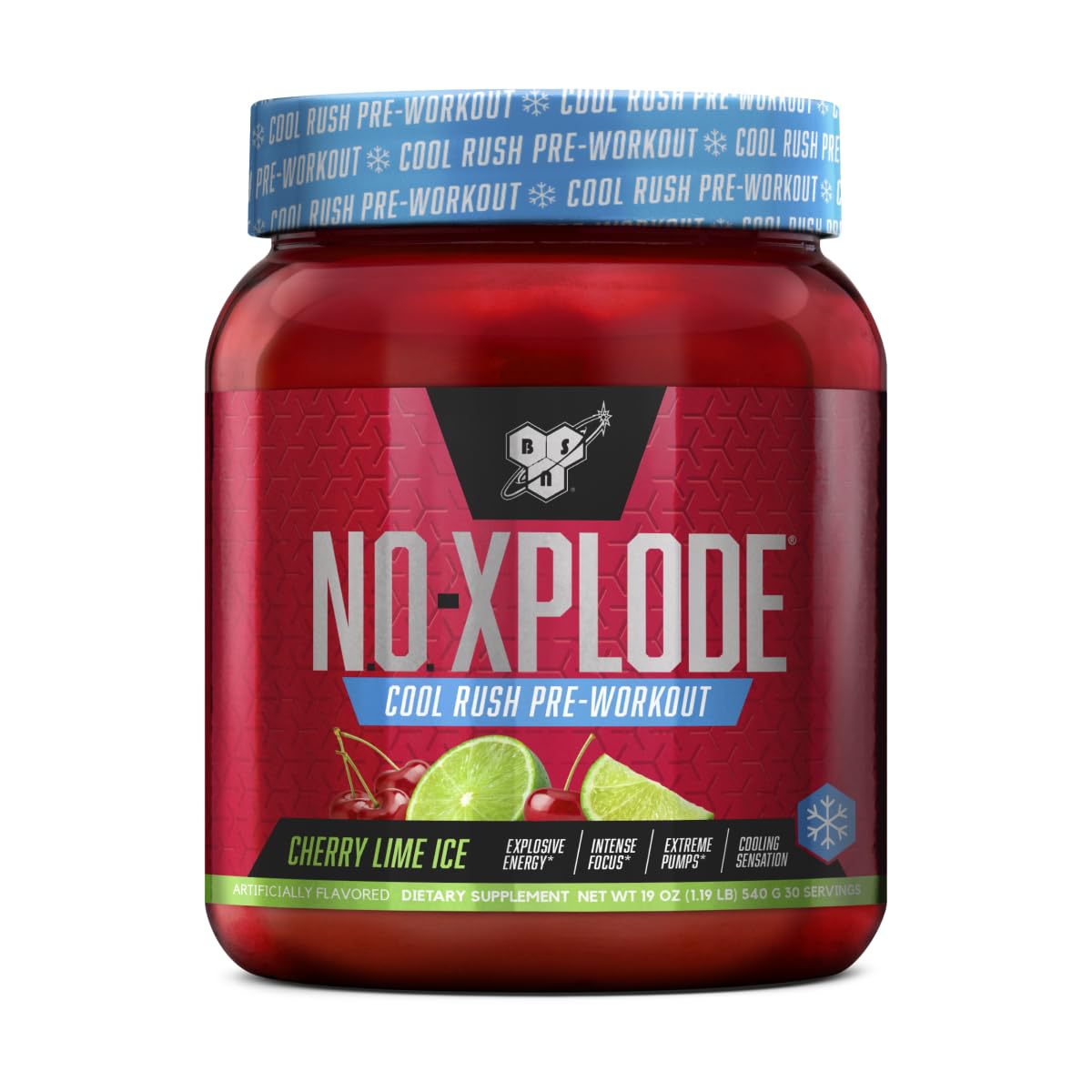 BSN N.O.-XPLODE Cool Rush Pre Workout Powder, Preworkout Energy Supplement for Men and Women with Creatine and Beta-Alanine, Cherry Lime Ice, 30 Servings, 1.2 Pound (Packaging May Vary) Image