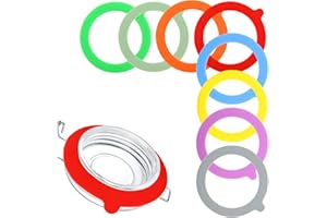 AMZLYSDOK 8PCS Rubber Seals for Glass Jars, Airtight Silicone Replacement Gasket,Food-Grade Silicone Gaskets(3.75" Diameter,Fits Mason Jars),Leakproof, Airtight Rings for Food Storage,Canning(8 colors)