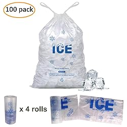 Belinlen 100 PACK 10 lb. Heavy-Duty Ice Bags - 12 x