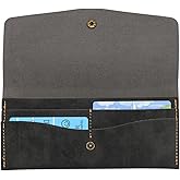 Mogoostry Cash Envelope Wallet, Black PU Leather, Budgeting Money Holder, Lightweight, Unisex-Adults