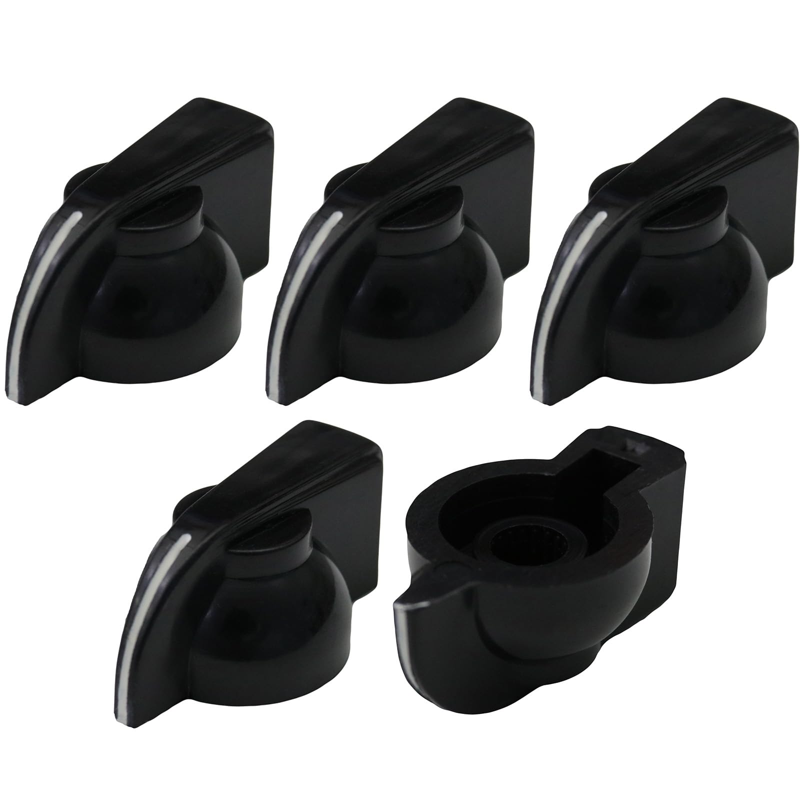 6mm Splined Hole Chickenhead Guitar/Amplifier/Equipment Control Knob Pack of 5 (Black)