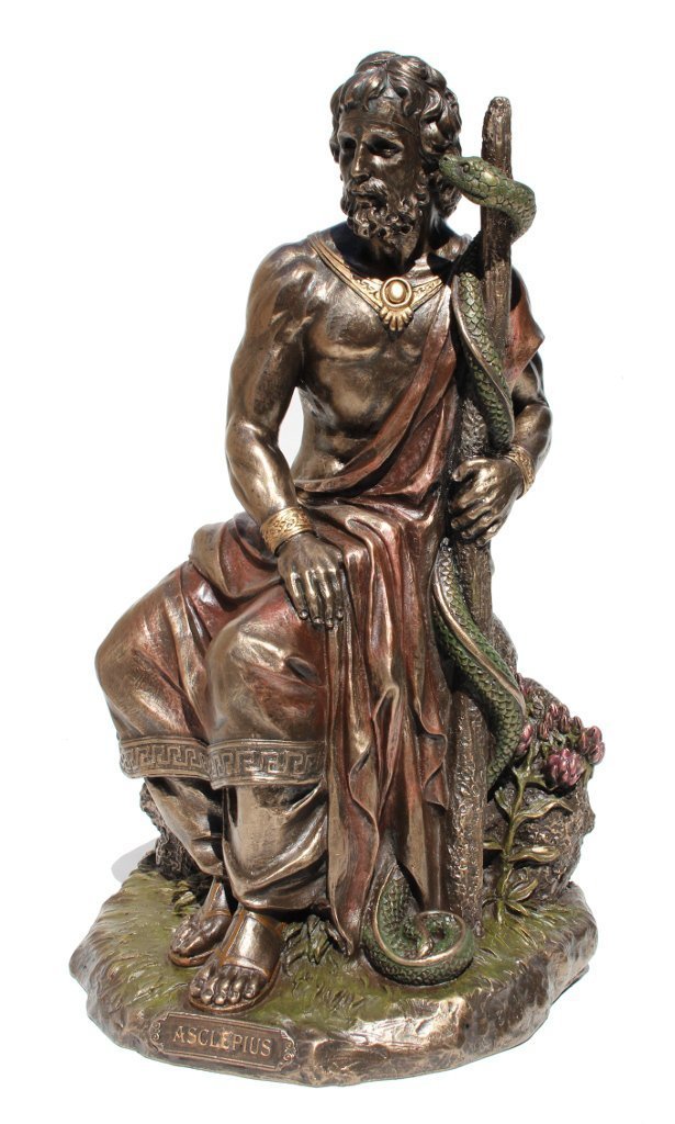 VERONESE Asclepius Greek God of Medicine Holding Asklepios Statue