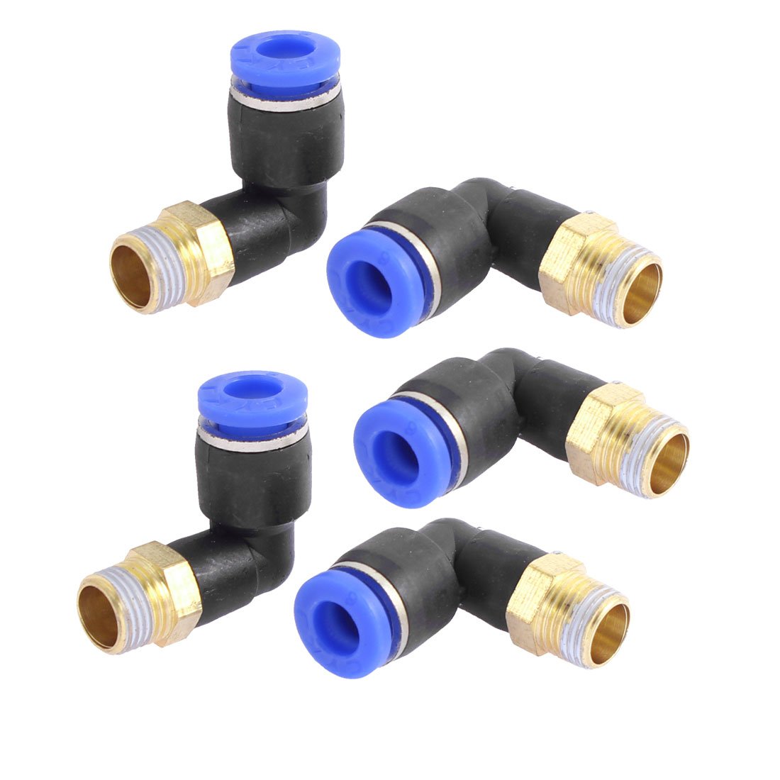 Sourcingmap 1/8BSP Male to 6mm Tube Elbow Connectors Quick Connect Fittings 5 Pcs