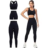 SALSPOR 3 Piece Workout Sets for Women Butt Lifting Leggings with High Impact Sports Bra Gym Shorts