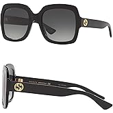 Gucci GG0036SN GG Interlocking Logo Woman Rectangular Shape Sunglasses wit Luxury Eyewear Kit