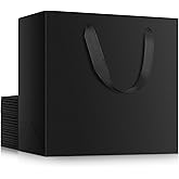 EUSOAR Black Shopping Bags with Handles, 20 Pack 8.6" x3.9" x7" Mini Kraft Paper Gift Wrap Bags with Handles, for Business, Grocery, Boutique, Retail, Wedding, Party Favors, Birthdays