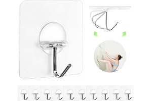 Adhesive Wall Hooks No Drill Clear Heavy Duty, 13LB Sticky 12 Pack | Waterproof Transparent Sticky Hooks for Hanging, 13lbs Max Load No Damage,Ideal for Towel,Coat,Bathroom,Kitchen,Home