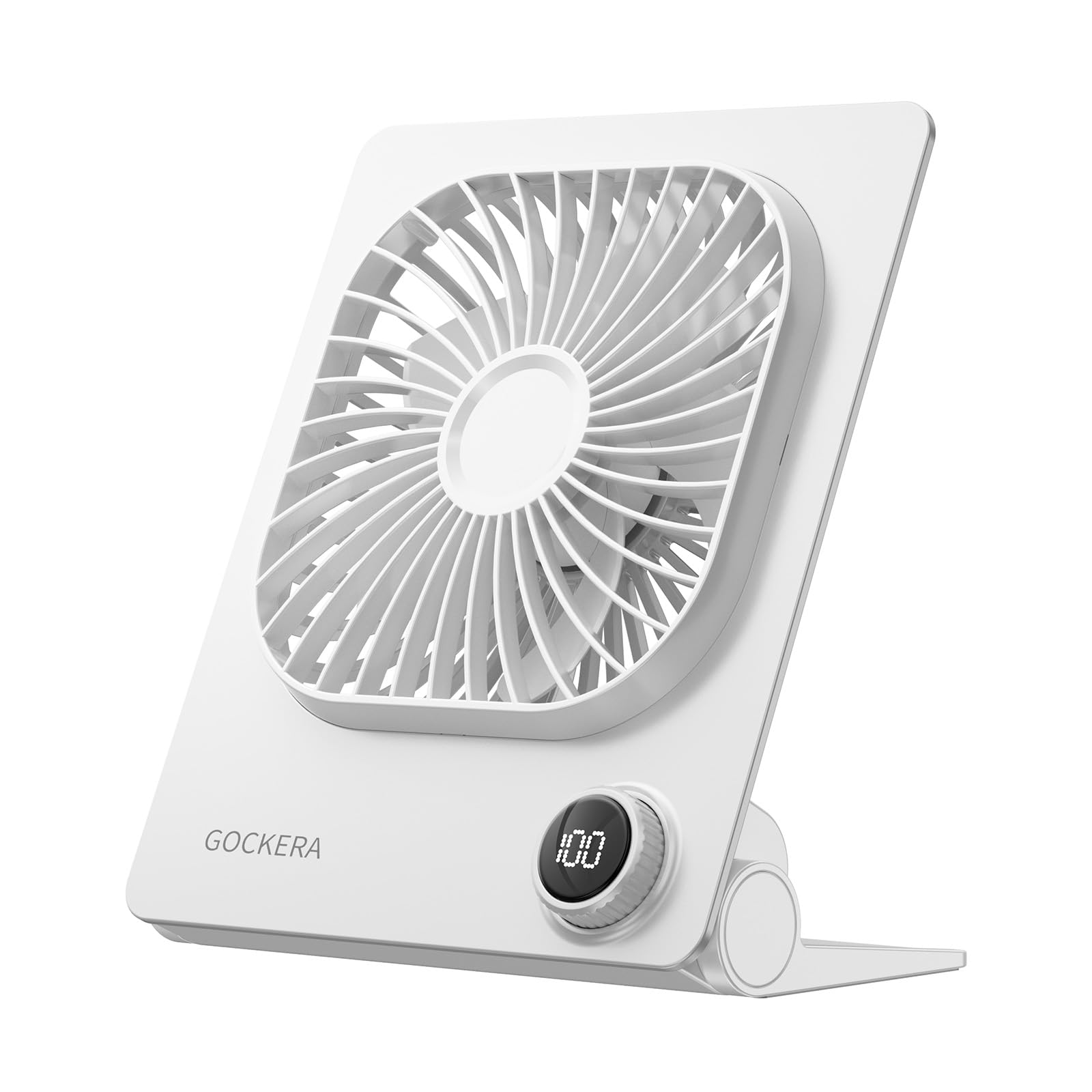 GOCKERA Desk Fan, 6.61''Ultra-thin 5000mAh Battery Powered Fan with Powerful Wind,100 Speeds Adjustable&Digital Display,Timer,Ultra-quiet Small Portable Fan for Bedroom,Office,Travel,Summer Essentials