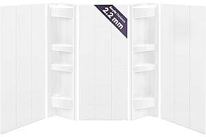 White Acrylic Tub Wall Surround D32 x W60 x H58 - Waterproof, Easy-to-Install, Includes Two Shelf Units - Bathtub Wall Surrou