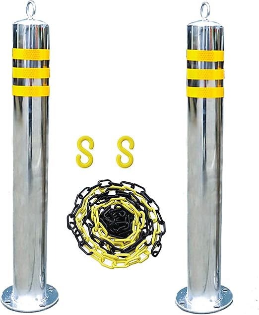 Parking Barrier For Driveway Stainless Steel Bollard With Plastic Chain