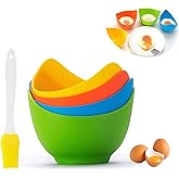 Egg Poacher, 4 Pack Egg Boiler Mold Cup, Poached Egg Cups with Ring Standers, Silicone Egg Poacher Cooker for Microwave Stove