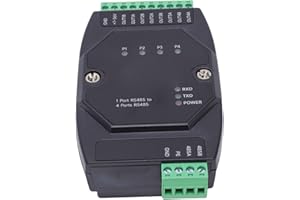 Bewinner Isolated 4CH 485 Hub, 4 Port RS485 Repeater with Optical Isolation Circuitry, Rail Mount 300460800bps Baud Rate for 