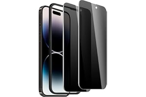 2 Pack Privacy Screen Protector for iPhone 14 Pro Max, 9H Hardness Double Shatterproof Anti-Spy Tempered Glass Film, Easy Ins