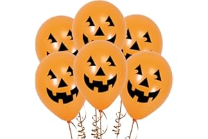 12" Latex Orange Pumpkin Halloween Balloons, 6ct