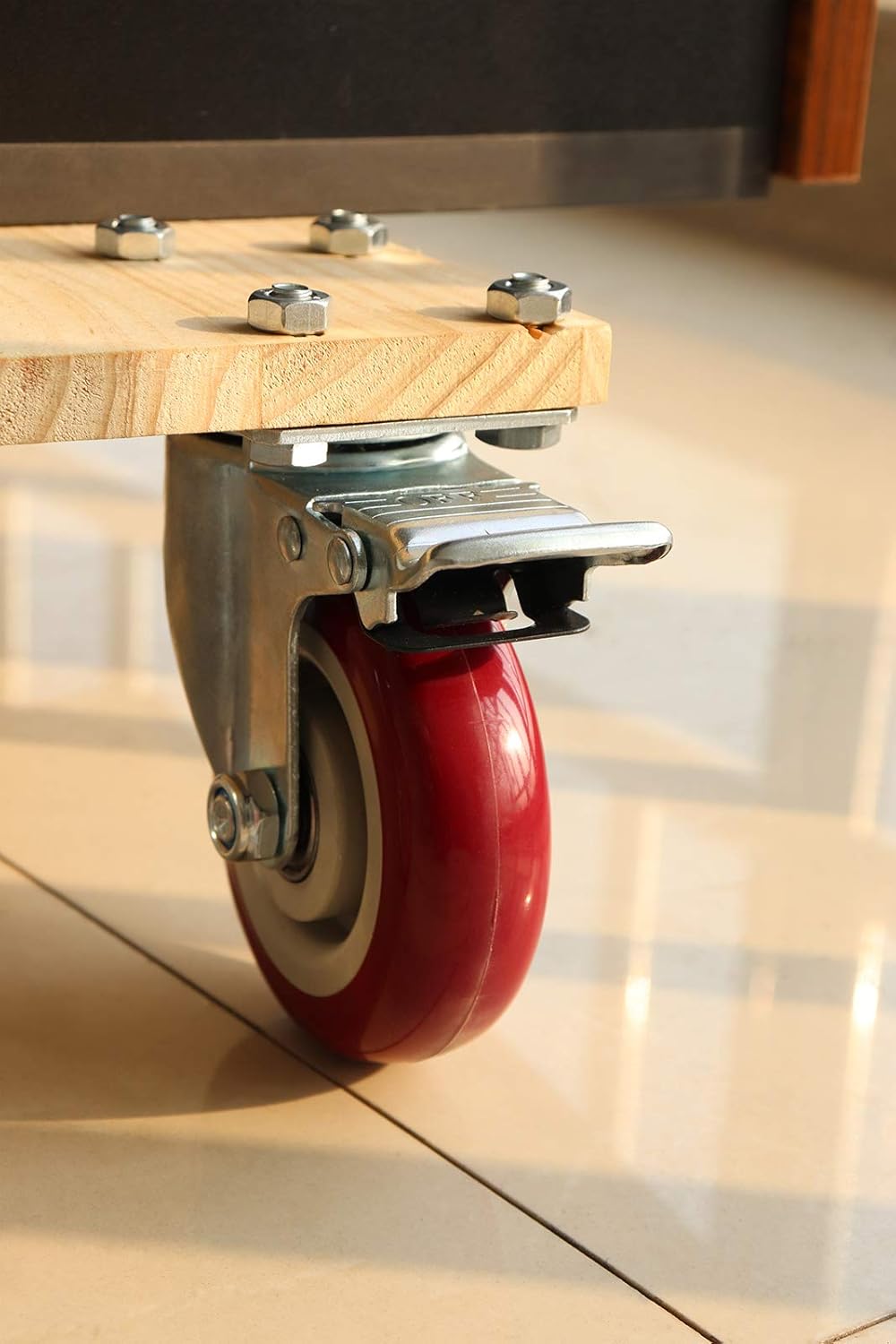 4 inch Plate Caster Wheels with Dual Lockable Set of 4, Load 2000 Pounds Heavy Duty Swivel Double Bearing Caster, Made in Premium Polyurethane, No Noise Fit Multiple Terrain (Free Screws and Spanner): Industrial & Scientific